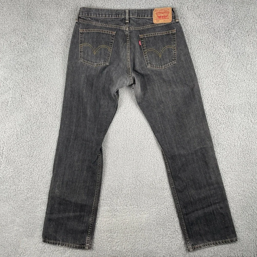 Levi's Jeans Mens 34x32 Black‎ Gray 514 Slim Straight Denim Pants Made in Mexico